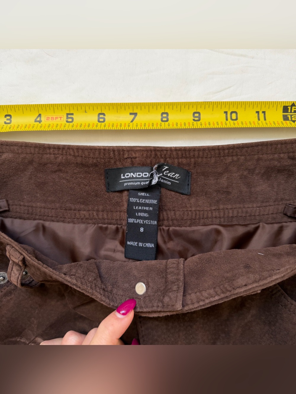Vintage London Jean Suede Brown Low Rise Flare Pants - Picture 5 of 8
